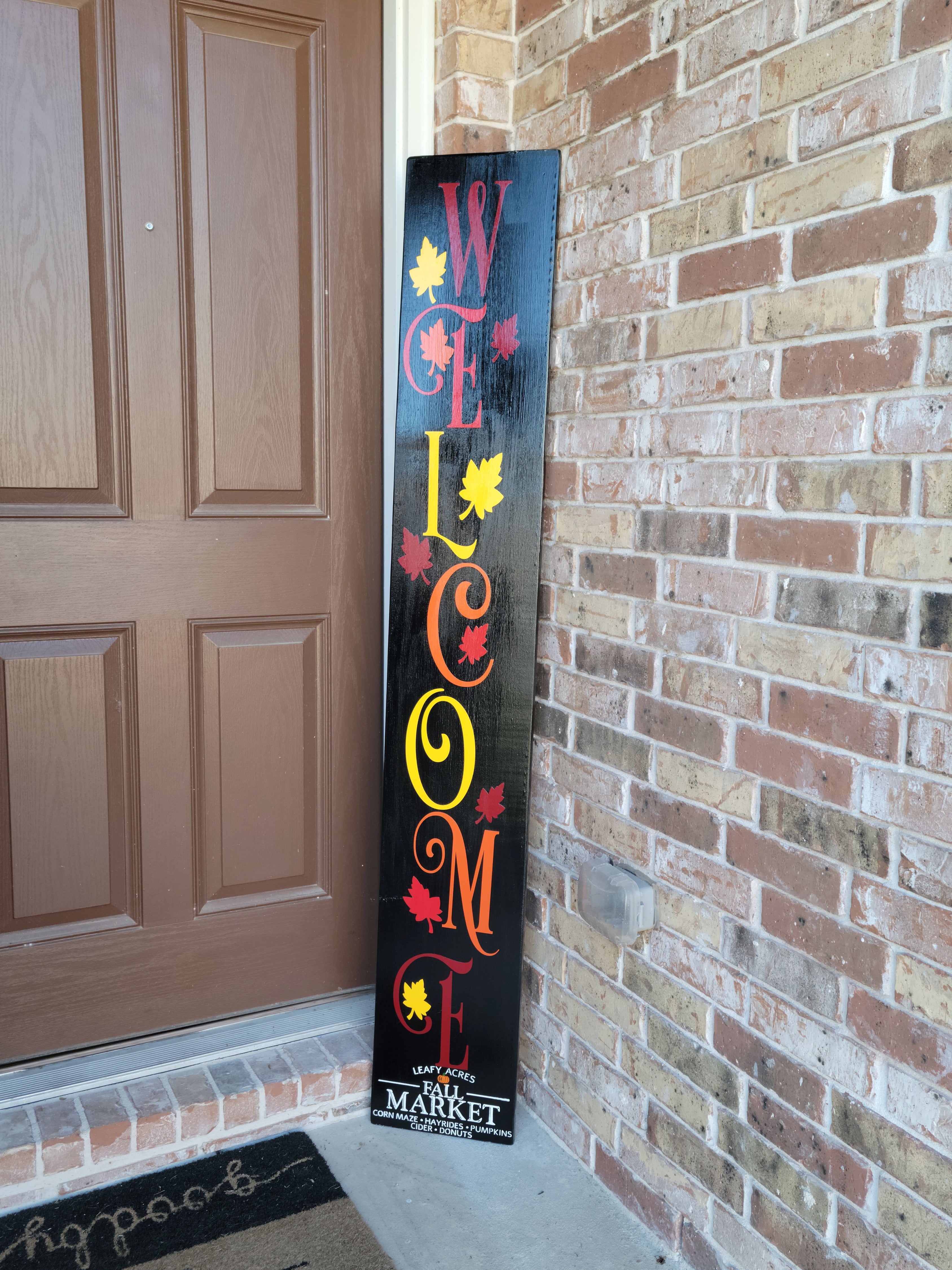 Welcome Black leaf design high quality Porch sign